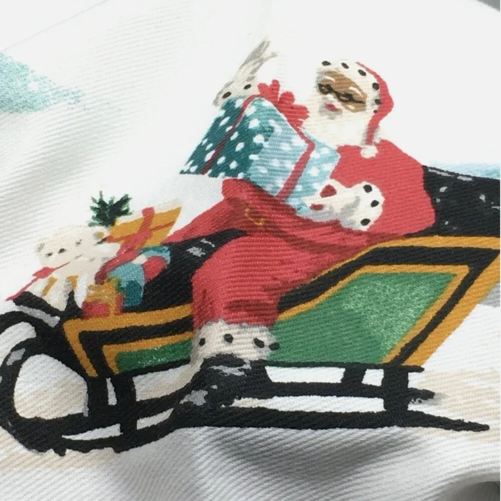 Martha Stewart Christmas Santa Claus Snowman Shower Curtain Sleigh Woods Holiday